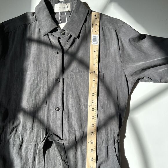 Elle Grey Womens Midi Shirt Dress Gray M Collared Utility Belted Minimalist NWT - Picture 16 of 16